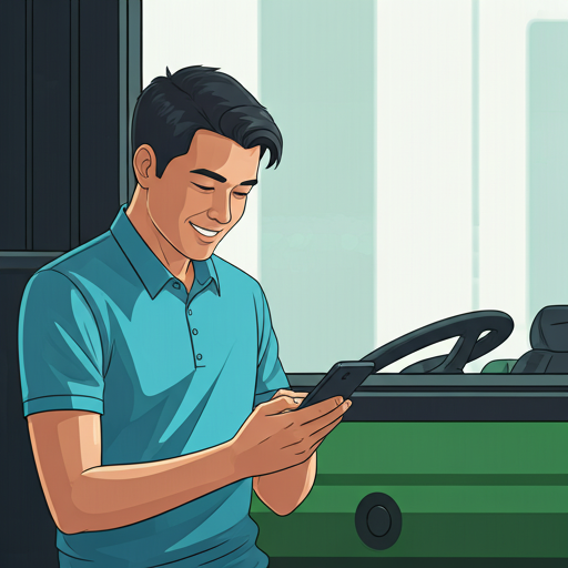 سواق ميكروباص مبتسم